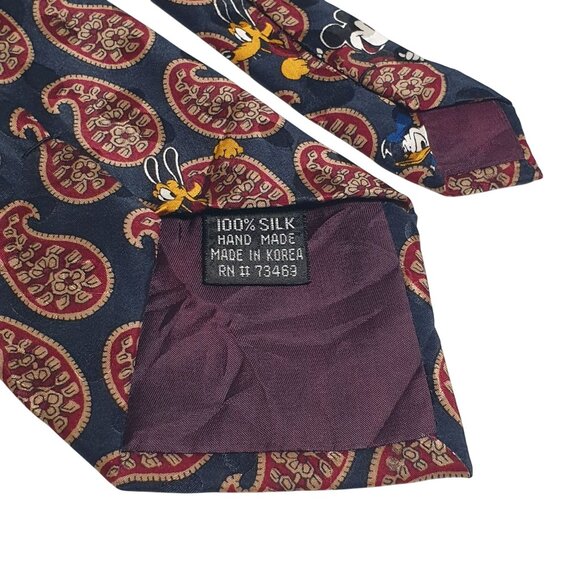 Disney Character Paisley Silk Tie Mickey Friends Goofy Donald Pluto Dad Gift - Picture 4 of 4